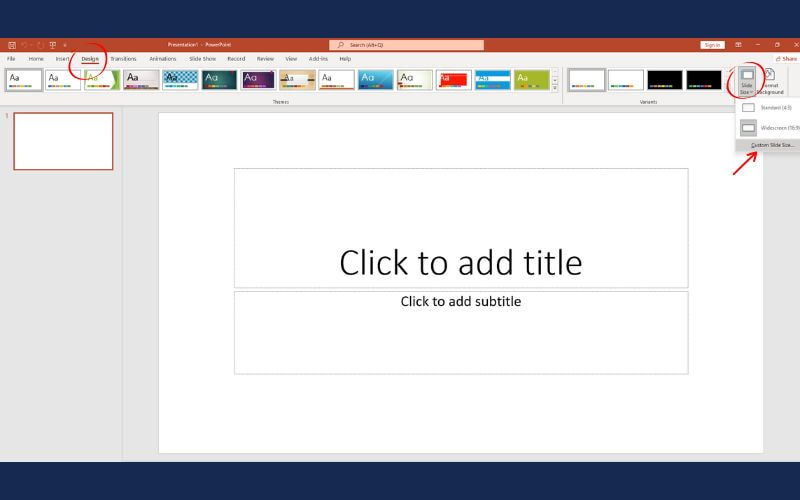Tùy chỉnh kích thước slide (maket) cho phông nền hội nghị